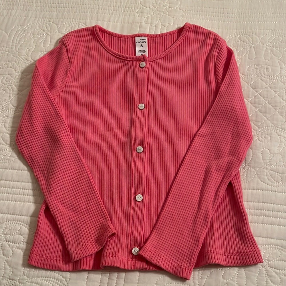 Carter’s coral ribbed girl’s cardigan